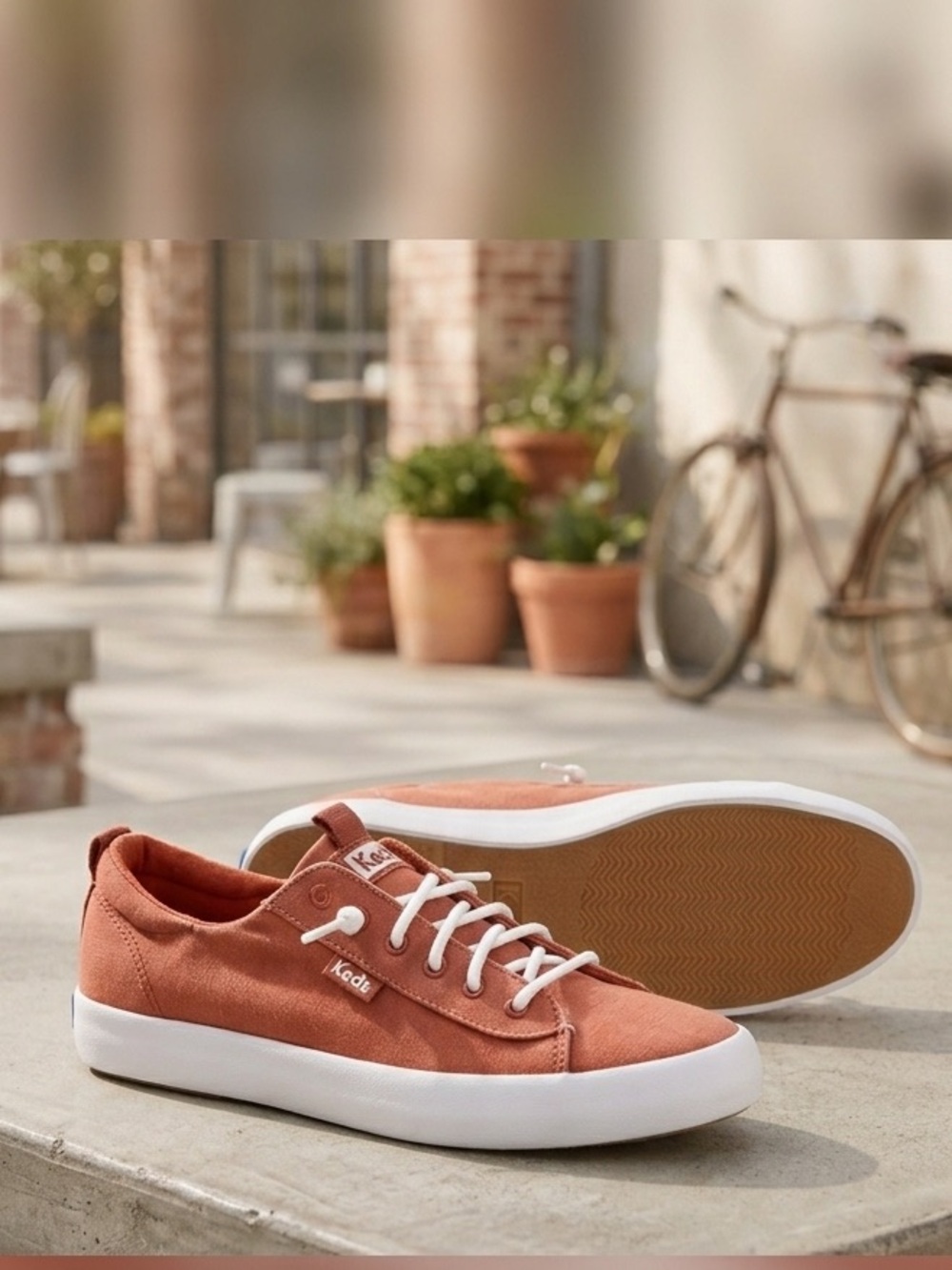 Keds Kickback Rust Washed Cotton Canvas Slip On Sneakers Size 7